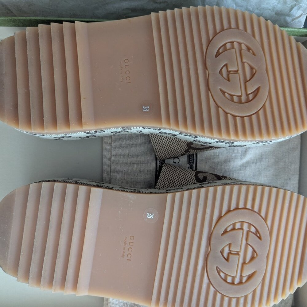 Gucci Brown Beige GG Canvas Slide Sandals - Picture 3 of 7